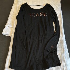 Victoria's Secret Black Pajama Top with Sparkly Tease Design